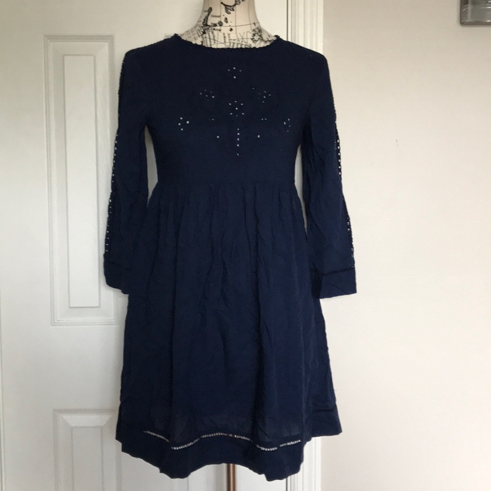 Ralph Lauren 100% Cotton Coastal Eyelet Boho Flare Lace Embroidery Overlay 16